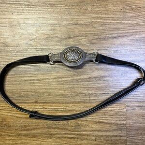 Women’s Chico's Castilleja Trouser Leather Belt Ornate Decorative Boho Buckle ML